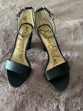 Sam Edelman Black Ankle-Strap Block Heels